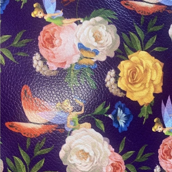 Disney Parks TINKERBELL Purple Floral Tablet Case Crossbody Purse Bag & Wristlet - Picture 6 of 9